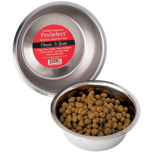 Pro Select Stainless Steel Classic Dog Bowl, 3-Quart