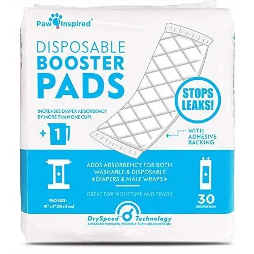 Paw Inspired 30ct Dog Diaper Pads | Disposable Diaper Liners | Booster Pad Inserts fit Most Dog Diapers and Belly Bands | Adds Absorbency, Stops Leaks Paw Inspired 30ct Dog Diaper Pads | Disposable Diaper Liners | Booster Pad Inserts fit Most Dog Diapers and Belly Bands | Adds Absorbency, Stops Leaks
