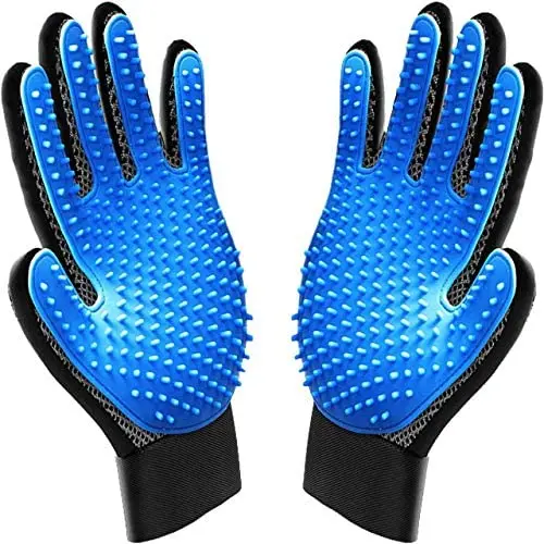 Biioltgs Pet Grooming Glove for Dogs, Horses, Bunnies and Cats, Pet Hair Remover Mitt, Gentle Deshedding Brush Glove, Hair Remover Mitt with Five Finger Design