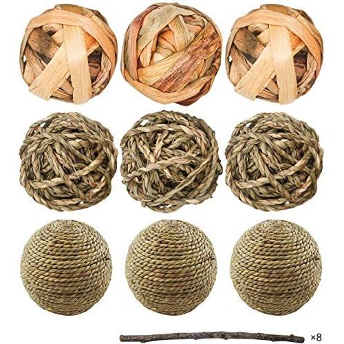 RoyalPolar 8 Pcs Small Animals Chew Toys Rat Activity Ball Guinea Pig Play Toys for Rabbits Squirrel Gerbils Small Pets Chewing and Playing Exercise Teeth Care, Pet Cage Entertainment Accessories