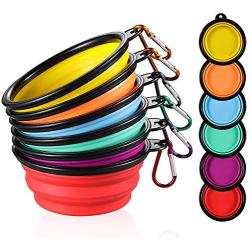 ME.FAN Collapsible Dog Bowl Travel Portable Dog Bowl(12oz) Silicone Foldable Travel Bowl/Pet Food Bowl/Cat Water Bowl/Silicone Pet Expandable Bowls + Carabiners Per Set