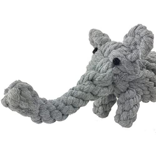 Aduck Pet Puppy Dog Cotton Rope Chew Toys for Teeth Cleaning, Elephant Design