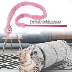 Pssopp Cat Teaser Toy, 3 Color Cartoon Snake Shape Cat Teaser Wand Toy Interactive Reusable Plush Catnip Cat Toys Funny Cat Kitten Pet Playing Toy