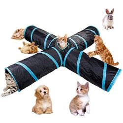 beststar 4 Way Cat Tunnel, Large Indoor Outdoor Collapsible Pet Toy Crinkle Tunnel Tube with Storage Bag for Cat, Dog, Puppy, Kitty, Kitten, Rabbit #81266