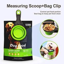 Collapsible Pet Food Scoop Silicone Measuring Cup Bag Clip 2 Pieces Water Snack Travel Bowl for Dogs Cats (1 Cup and 1/2 Cup)