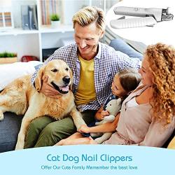 Fenley Cat Dog Nail Clippers with LED Light, Durable Sharp Blades for Large Small Dog Cat Nail Trimmers, Nail File- Ergonomic Non Slip Handle- Nail Storage Pet Puppy Nail Clippers White