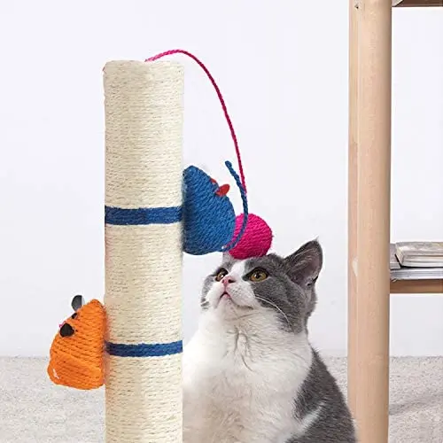 CHARMGIRL 16" Cat Scratching Post,Durable Cat Dangling Toys Cat Scratcher Pole Sisal Rope Cat