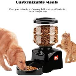 Smart Pet Feeder Automatic Feeder,5.5 Liter Electric Dry Food Container Timed Dog Cat Food Dispenser Timer Programmable 1-3 Meals 12 portions Control Voice Recorder for Dog Cat Small & Medium Pets