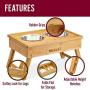 Morvat Raised Dog Bowl Feeding Station for Large Dogs -Double Dog Dishes Elevated for Large Dogs & Cat Pet Feeder, Adjustable Bamboo Dog Dishes for Large Dogs - 3 Heights & 4 Stainless Steel Dog Bowls