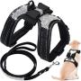 Rhinestone Bling Dog Harness and Pet Leash Reflective Bling Dog Vest with Bow Tie Adjustable Pet Rhinestone Harness for Small Dogs Walking Party Wedding (Black)