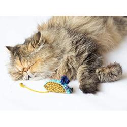 Botanical Pets Catnip Cat Toy Blue Mouse Handmade with Natural Fiber Eco-Friendly Fun Texture & Dental Health Toy for Cats