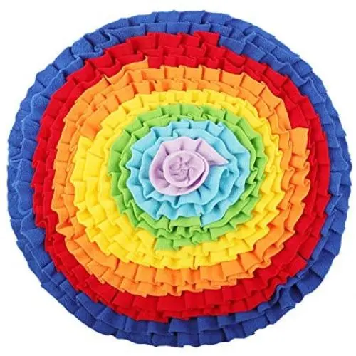 Capslpad Snuffle Mat for Dogs Small Large,21.5'' Round Nose Work Pet Mat Slow Feeding Mat Dog Sniffing Foraging Training Pad Puppy Puzzle Toys (Multi-Color)