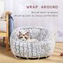 pawstrip Dog Cat Bed Donut Cuddler, Winter Warm Coral Fleece Round Drawstring Puppy Cushion, Ultra Soft Indoor Calming Sleeping Beds for Cats Small Dogs