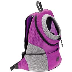 Mogoko Comfortable Dog Cat Carrier Backpack, Puppy Pet Front Pack with Breathable Head Out Design and Padded Shoulder for Hiking Outdoor Travel