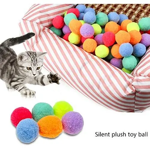 30 pcs Cat Toy Silent Plush Toy Ball Colorful Plush Ball Macaron Multicolor Puzzle Game Playable Suitable for All Cats Pet Toy