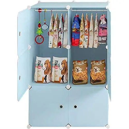 PLAFUETO Pet Closet Organizer for Cat Kitty Puppy Dog Garment Rack DIY Pet Armoire Wardrobe 6 Storage Cube Organizer PLAFUETO Pet Closet Organizer for Cat Kitty Puppy Dog Garment Rack DIY Pet Armoire Wardrobe 6 Storage Cube Organizer