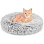 Katoggy Plush Donut Dog/Cat Bed, Round Self-Warm Calming Pet Bed, Cuddler Kennel Soft Puppy Sofa, Anti-Slip Bottom, Machine Washable