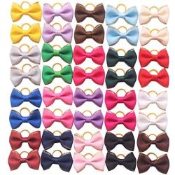 YAKA 40pcs/(20pairs) Hot Cute Small Dog Hair Bows Topknot Small Bowknot with Rubber Bands Pet Grooming Products Pet Hair Bows Hair Accessories 20 Colors