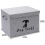 Geyecete Linen Dog Storage Basket Bin Chest Organizer with Lid and Handles - Perfect for Organizing Dog Toys, Dog Clothing, Storage Trunk