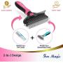 Fur Magic Deshedding and Dematting Comb Double Sided Undercoat Rake Pet Grooming Brush Removing Mats, Knots & Tangles for Dogs and Cats with Long, Medium and Short Hair
