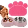 FPVERA Double Dog Cat Bowls with Slow Eating Design Pets Food Mat Feeding Water Bowl for Cats and Small Dogs