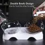 Double Dog Cat Bowls with Raised Stand, Dog Cat Food and Water Bowls, 15 Degree Tilted Pet Bowl Stress-Reduce Neck Pain for Cats and Small Dogs Double Dog Cat Bowls with Raised Stand, Dog Cat Food and Water Bowls, 15 Degree Tilted Pet Bowl Stress-Reduce Neck Pain for Cats and Small Dogs