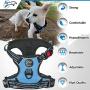 Launch Pet No-Pull Dog Harness Adjustable & Breathable Heavy Duty Reflective Vest Material with Front Clip and 2 Strong Leash Attachments & Easy Walk Control Handle for Medium Dogs - (Medium, Blue)