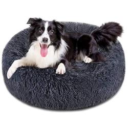 FOCUSPET Dog Bed Cat Bed Donut, Pet Bed Faux Fur Cuddler Round Comfortable for Small Medium Large Dogs Ultra Soft Calming Bed Self Warming Indoor Sleeping Bed Multiple Sizes (20/24/32/40/46)