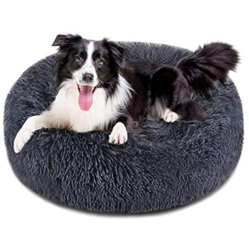 FOCUSPET Dog Bed Cat Bed Donut, Pet Bed Faux Fur Cuddler Round Comfortable for Small Medium Large Dogs Ultra Soft Calming Bed Self Warming Indoor Sleeping Bed Multiple Sizes (20/24/32/40/46)