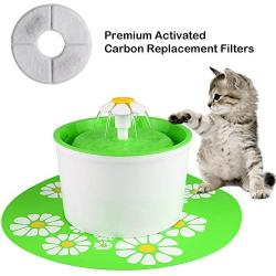 ELEOPTION Water Fountain for Dog Cat Pets Birds Bath Feeder,Automatic Electric Cat Dog Water Dispenser Fountain Drinking Water Bowl with 1.6 L (Activated Carbon Filter- 2pcs)