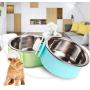 N/H 2 Pcs Dog Crate Water Bowl No Spill, Removable Dog Food Bowls, No Spill Dog Bowl for Crate, Stainless Steel Crate Water Bowl Hanging Food Water Feeder Coop Cup for Pet (Green, Blue)
