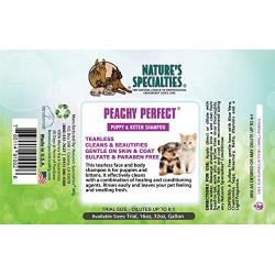 Natures Specialties Peachy Perfect Dog Shampoo for Puppies Kittens, Dilutes up to 6:1 Made in USA