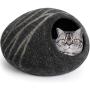 MEOWFIA Premium Felt Cat Bed Cave (Medium) - Handmade 100% Merino Wool Bed for Cats and Kittens