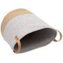 Geyecete Cotton Rope Basket with Leather Handle Dog Cotton Rope for Dogs Laundry Basket Storage Bin Dog bin Storage Bins-Natural Woven Basket