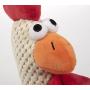 goDog Checkers Skinny Rooster With Chew Guard Technology Tough Plush Dog Toy,Brown, Large
