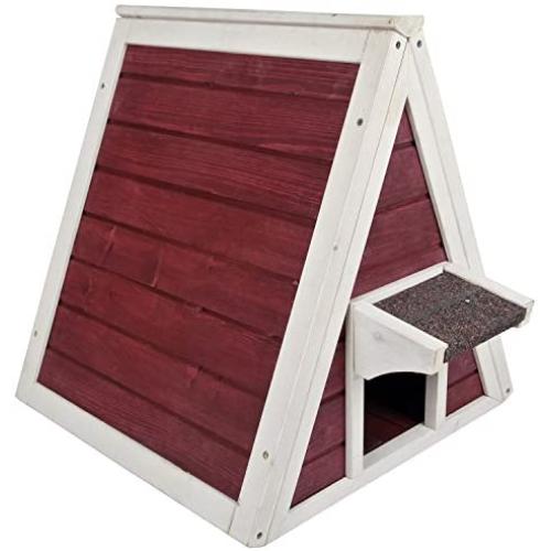 Petsfit Outdoor Triangle Cat House with Escape Door for All Cats