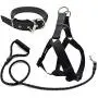 Jmxus 3Pcs Adjustable Step-in Dog Harness and Leash Set with Matching Collar for Medium Large Dogs, 5 FT Durable Reflective Rope Leash with Padded Handle, Comfortable and Easy for Walking Training Jmxus 3Pcs Adjustable Step-in Dog Harness and Leash Set with Matching Collar for Medium Large Dogs, 5 FT Durable Reflective Rope Leash with Padded Handle, Comfortable and Easy for Walking Training