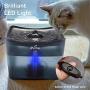 iPettie Kamino Pet Water Fountain, 101oz/3L, Ultra-Quiet Automatic Cat Water Dispenser with LED Light & Water Level Window, Auto Power Off USB Pump & Dual Filters for Cats and Dogs | Translucent Blue