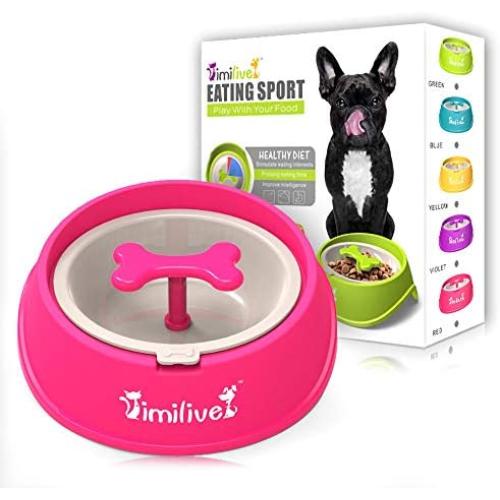 AINAAN Dog Feeder Slow Eating Pet Bowl Eco-Friendly Durable Non-Toxic Preventing Choking Healthy Design （Pink）