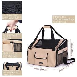 Pettom Pet Car Booster Seat Carrier Airline Approved for Dog Cat Puppy Small Animal Travel Cage