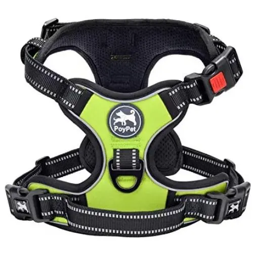 PoyPet Dog Harness No Pull, Reflective Adjustable No Choke Pet Vest with Front & Back Clips, Soft Control Training Handle for Large Dogs (Green, XL) PoyPet Dog Harness No Pull, Reflective Adjustable No Choke Pet Vest with Front & Back Clips, Soft Control Training Handle for Large Dogs (Green, XL)