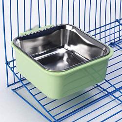 Crate Dog Bowl, Removable Stainless Steel Water Food Feeder Bowls Hanging Pet Cage Bowl Cage Coop Cup for Dogs Cats Puppy Rabbits Bird and Small Pets, 2 Pack