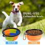 lesotc Collapsible Dog Bowl,2 Pack Silicone Fodable Water Food Bowls for Dogs Cats,Portable Expandable Pet Feeding Watering Cup Dish for Walking Parking Traveling with 2 Carabiners,BPA Free