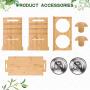Pet Raised Bowls for Dogs and Cats, Draw Design Adjustable Bamboo Elevated Feeder Stand with 2 Stainless Steel Food and Water Bowls