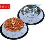 Set of 2 Etched Food Grade Stainless Steel Dog Bowls - 32oz Dry Weight - Dishwasher Safe - Bacteria & Rust Resistant - Non-Skid No-Tip Natural Rubber Base - Odor Free Alternative to Plastic