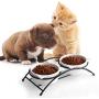 Y YHY Cat Food Bowls, Raised Cat Bowls for Food and Water, Ceramic Cat Bowls Elevated, Cat Dishes for Cat or Small Dogs,12 Ounces, Cute Cat Design, Dishwasher Safe