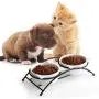 Y YHY Cat Food Bowls, Raised Cat Bowls for Food and Water, Ceramic Cat Bowls Elevated, Cat Dishes for Cat or Small Dogs,12 Ounces, Cute Cat Design, Dishwasher Safe