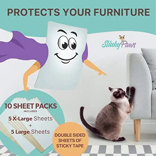 Slinky Paws Cat Scratch Furniture Protector and Scratch Deterrent Tape Will Shield Your Furniture from cat Claws While Training Your Feline to use Their Scratch Post Slinky Paws Cat Scratch Furniture Protector and Scratch Deterrent Tape Will Shield Your Furniture from cat Claws While Training Your Feline to use Their Scratch Post
