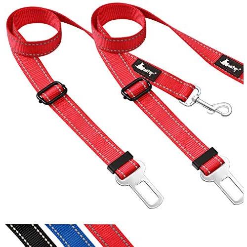 WePet Dogs Cats Car Seat Belts, 2 Packs, Vehicle Harness, Pets Safety Seatbelts, Adjustable, Compatibility, Durable Nylon, Paw Safe, Tangle Free
