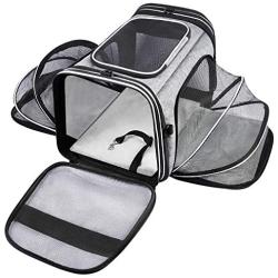 MASKEYON TSA Airline Approved Soft Sided Pet Carrier Top Loading 4 Side Expandable Large Travel Cats Carrier Collapsible with 3 Removable Washable Pads and 3 Pockets for Cats Kitten and Small Dogs